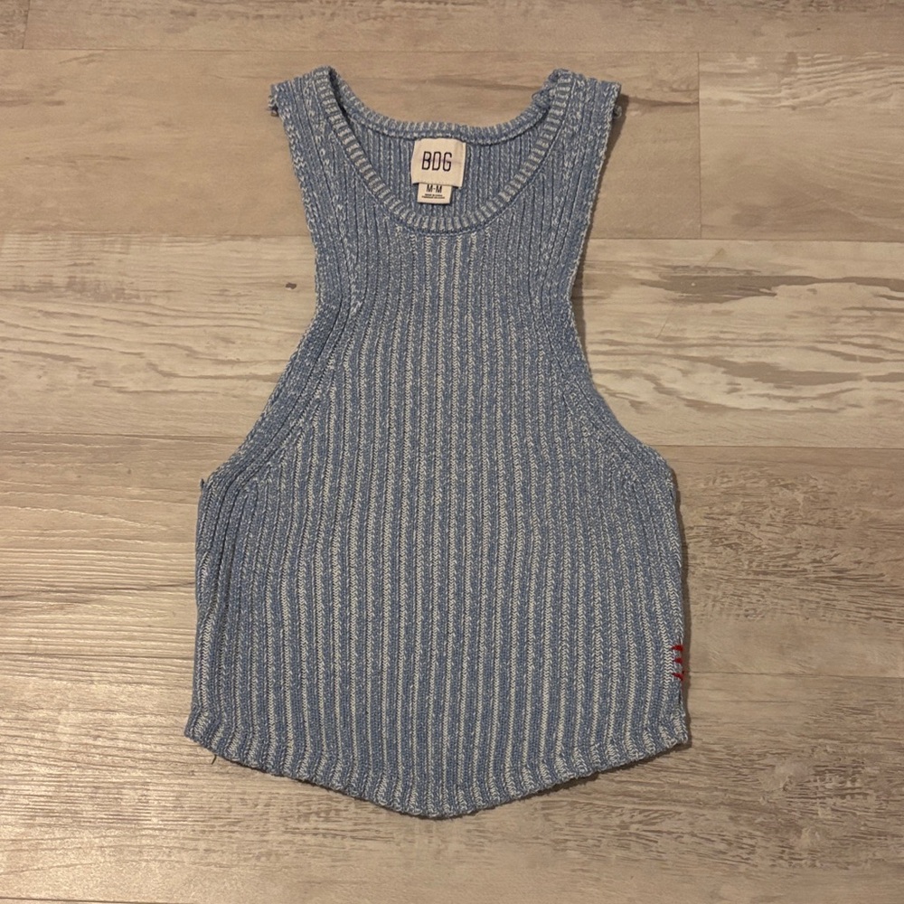 BDG Light Blue Ribbed Sleeveless Crop Top